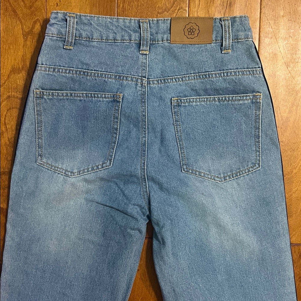 Daisy Street Flared Light Wash Jeans Size 10 Nautical Stripe Coastal Preppy - Picture 9 of 10